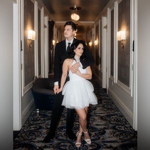 White Halter Tulle Dress